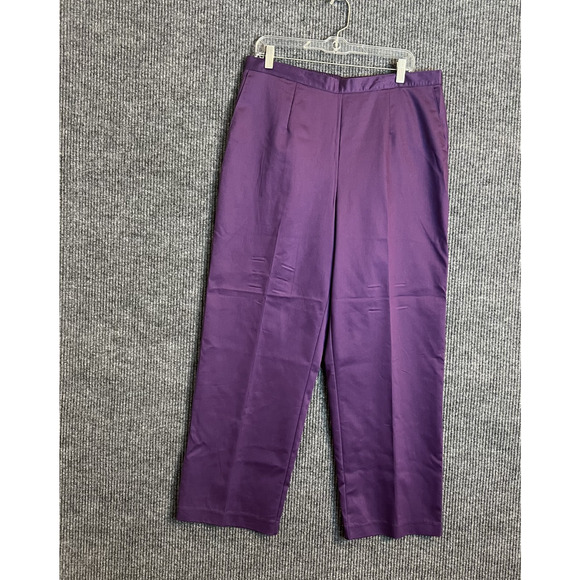 Alfred Dunner Womens Pull On Pants Size 16W Purple Wide Leg Pockets High Rise - Picture 1 of 11